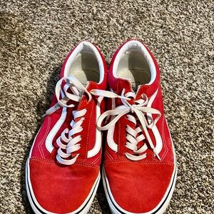 Men’s Red and White Vans Sneakers. Size 11